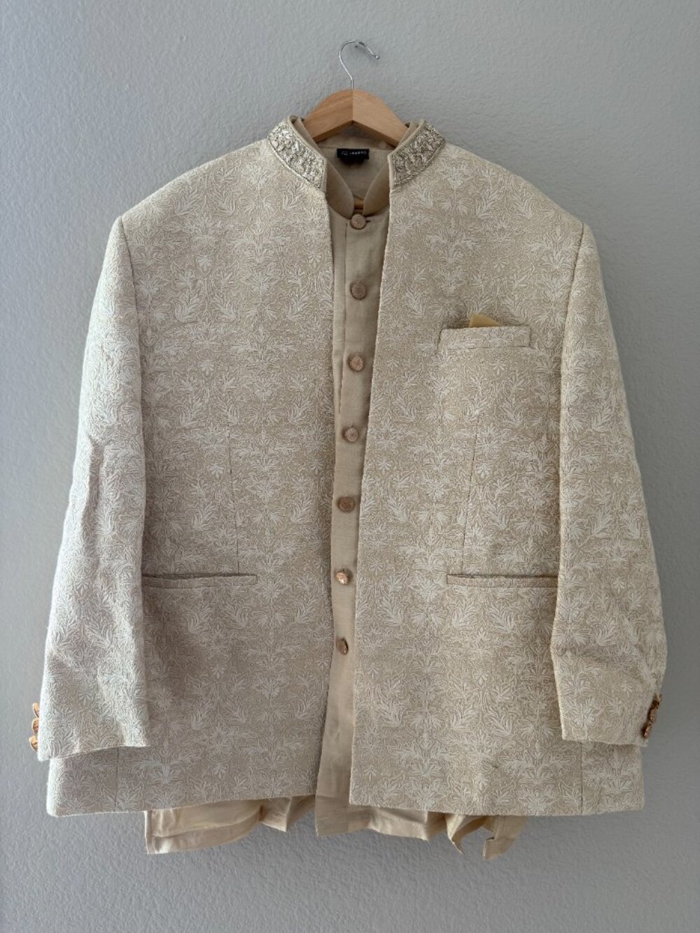 Elegant Cream Ivory Indo-Western Sherwani Set| Traditional Indian Wedding Outfit